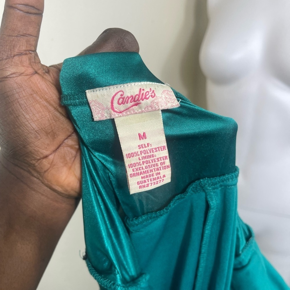 Candie's Teal green holiday dinner y2k Backless Halter midi Dress size M - Picture 5 of 5